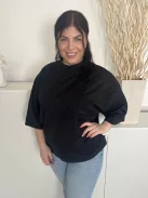 COS (L) Fekete Magasított Nyakú 100% Pamut Alapanyagú Felső