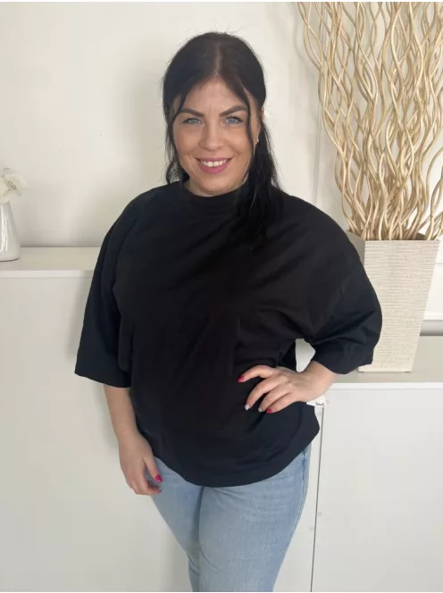 COS (L) Fekete Magasított Nyakú 100% Pamut Alapanyagú Felső