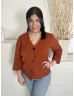   Papaya (L) Rozsdabarna Elől Gombos, V Kivágású Mellbevarrásos Felső