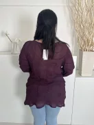 ÚJ Country Casual (L) Padlizsán Elől Végig Gombos, Enyhén Áttetsző Anyagában Mintás Felső