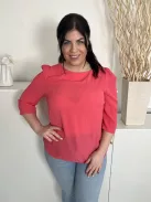 ÚJ Dorothy Perkins (L) Korall Hátul Nyakban Cipzáros Vállán Ráncolt Enyhén Áttetsző Felső