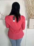 ÚJ Dorothy Perkins (L) Korall Hátul Nyakban Cipzáros Vállán Ráncolt Enyhén Áttetsző Felső