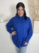 Primark (L) Királykék Elől Végig Gombos, Galléros Kerekített Aljú, 100% Pamut Alapanyagú Felső