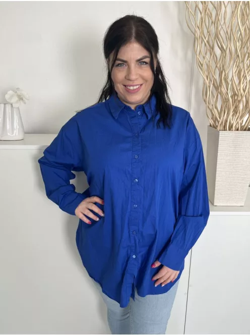 Primark (L) Királykék Elől Végig Gombos, Galléros Kerekített Aljú, 100% Pamut Alapanyagú Felső