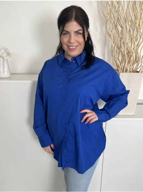 Primark (L) Királykék Elől Végig Gombos, Galléros Kerekített Aljú, 100% Pamut Alapanyagú Felső