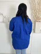 Primark (L) Királykék Elől Végig Gombos, Galléros Kerekített Aljú, 100% Pamut Alapanyagú Felső