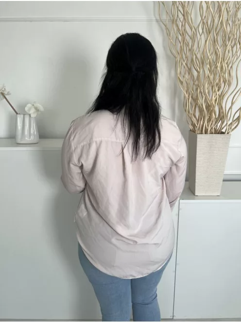 H&M (M) Púderszínű Elől Rejtett Gombos, Galléros Kerekített Aljú, Enyhén Áttetsző Felső