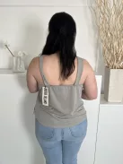 ÚJ River Island (M) Szürke Nyakánál Csavart Rugalmas Anyagú Felső