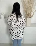   Primark (L) Fehér Fekete Foltmintás, Elől Rejtett Gombos Galléros, Mellnél Zsebes Felső