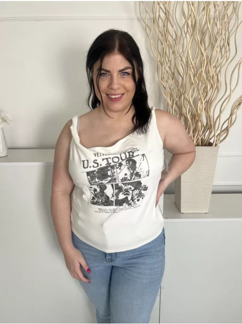 ÚJ Hollister (L) Fehér Elől Feliratos Csavart Pántú Felső