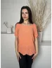   Papaya (M) Narancs Anyagában Lyukacsos, Csónak Nyakú Mellbevarrásos, Hullámos Szegélyű Felső