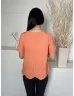   Papaya (M) Narancs Anyagában Lyukacsos, Csónak Nyakú Mellbevarrásos, Hullámos Szegélyű Felső