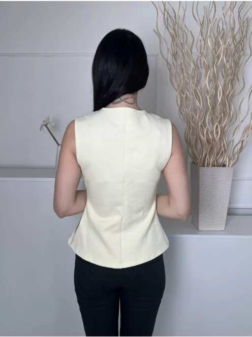 Primark (S) Sárga Elől Díszmegkötős, Mellnél Kivágott 70% Pamut Alapanyagú, Elől Sliccelt Felső