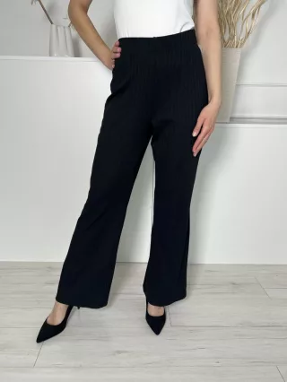   Primark (M) Fekete Anyagában Bordázott, Gumisderekú Bőszárú Nadrág