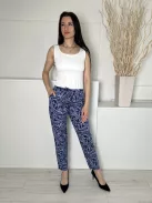 Papaya (S) Kék Sötétkék Mintás, Gumisderekú Díszmegkötős, Zsebes Nadrág