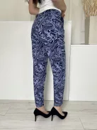 Papaya (S) Kék Sötétkék Mintás, Gumisderekú Díszmegkötős, Zsebes Nadrág