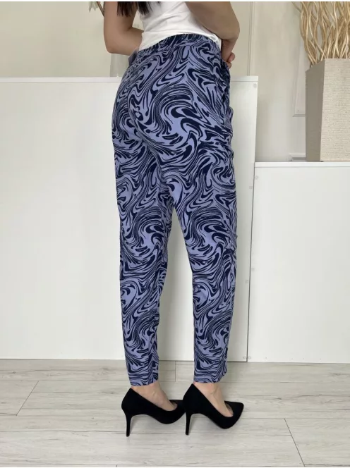 Papaya (S) Kék Sötétkék Mintás, Gumisderekú Díszmegkötős, Zsebes Nadrág