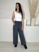 Mint Velvet (S) Szürke Derékban Összehúzható, Megkötős Oldalt Zsebes, Bőszárú Nadrág