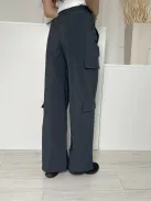 Mint Velvet (S) Szürke Derékban Összehúzható, Megkötős Oldalt Zsebes, Bőszárú Nadrág