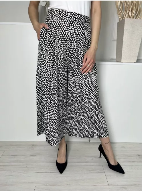 ÚJ New Look (M) Fekete Fehér Foltmintás, Hátul Gumisderekú Zsebes, Bőszárú Nadrág