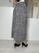 ÚJ New Look (M) Fekete Fehér Foltmintás, Hátul Gumisderekú Zsebes, Bőszárú Nadrág