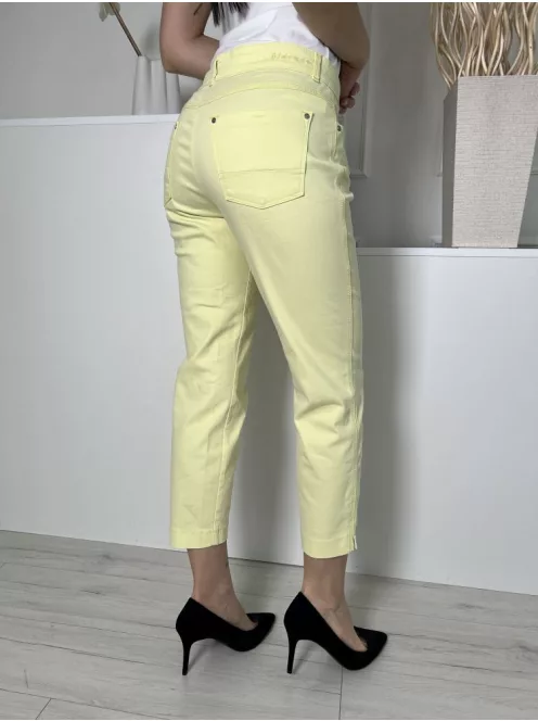 Bianca (M) Sárga Elől Gombos, Zsebes Övtartós, Szűkített Szárú Nadrág