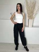 Primark (M) Fekete Derékban Összehúzható Oldalt Zsebes, Alul Gumírozott Nadrág