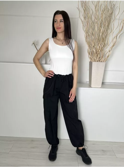 Primark (M) Fekete Derékban Összehúzható Oldalt Zsebes, Alul Gumírozott Nadrág