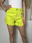 Primark (M) Banánzöld Elől Gombos, Zsebes Rojtos Aljú, Farmer Rövidnadrág