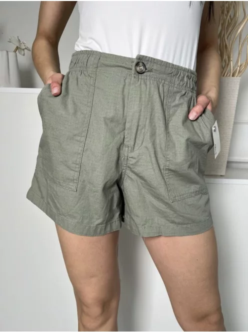 Denim Co (S) Khaki Elől Gombos, Zsebes Anyagában Mintás Rövidnadrág