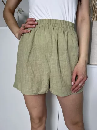   ÚJ Pretty Little Thing (S) Khaki Gumisderekú 100% Pamut Alapanyagú Rövidnadrág