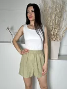 ÚJ Pretty Little Thing (S) Khaki Gumisderekú 100% Pamut Alapanyagú Rövidnadrág