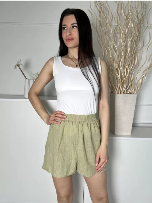 ÚJ Pretty Little Thing (S) Khaki Gumisderekú 100% Pamut Alapanyagú Rövidnadrág