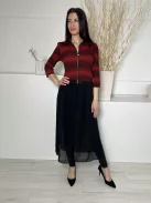 Coax (M) Fekete-Piros Alul Szoknyarészén Áttetsző Magasan Sliccelt, Felül Cipzáros Felső