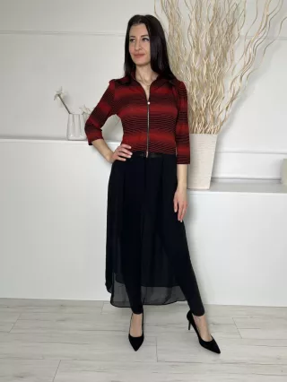   Coax (M) Fekete-Piros Alul Szoknyarészén Áttetsző Magasan Sliccelt, Felül Cipzáros Felső