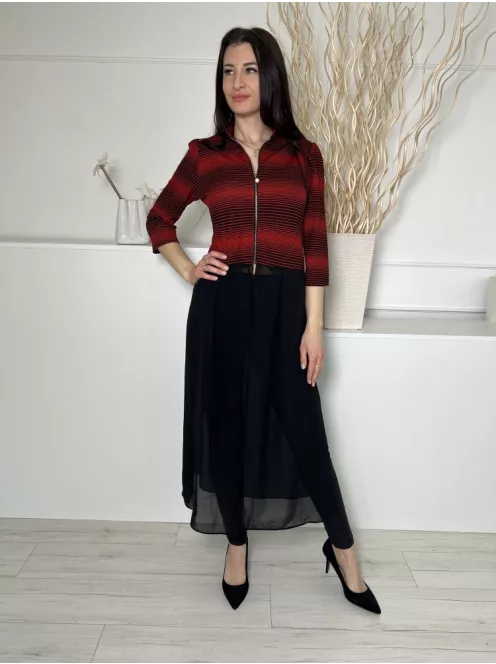 Coax (M) Fekete-Piros Alul Szoknyarészén Áttetsző Magasan Sliccelt, Felül Cipzáros Felső