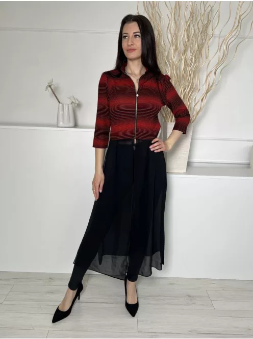 Coax (M) Fekete-Piros Alul Szoknyarészén Áttetsző Magasan Sliccelt, Felül Cipzáros Felső