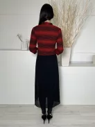 Coax (M) Fekete-Piros Alul Szoknyarészén Áttetsző Magasan Sliccelt, Felül Cipzáros Felső