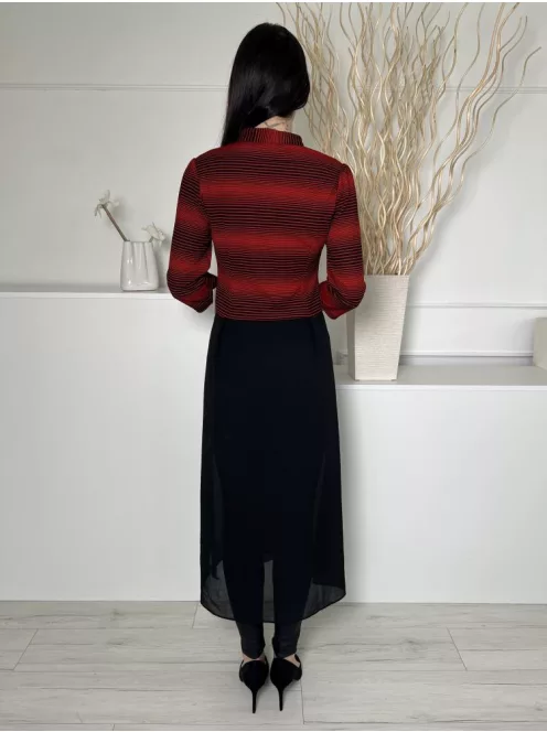 Coax (M) Fekete-Piros Alul Szoknyarészén Áttetsző Magasan Sliccelt, Felül Cipzáros Felső