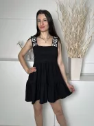 TopShop (XS) Fekete Pántja Horgoltmintás Fodros Aljú Ruha