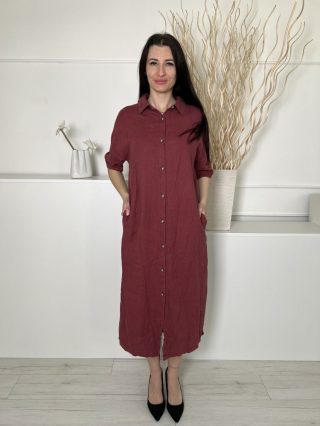   Next (S) Eperbefőtt Elől Végig Gombos, Galléros 55% Len Alapanyagú, Zsebes Ruha