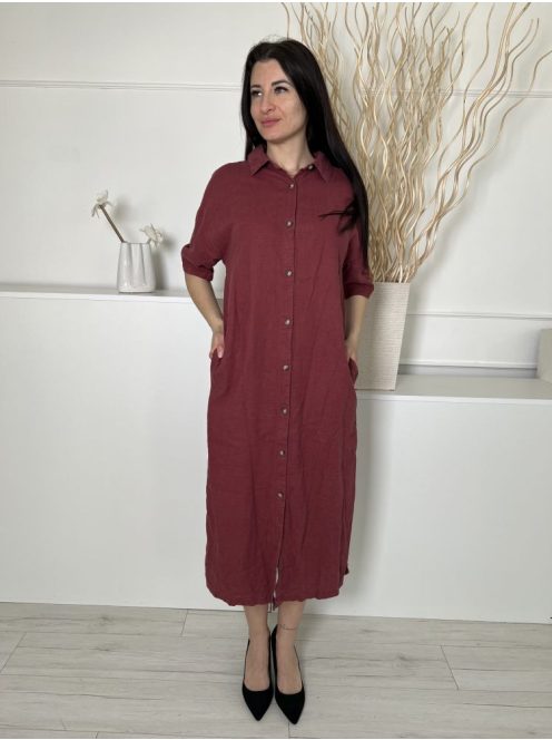 Next (S) Eperbefőtt Elől Végig Gombos, Galléros 55% Len Alapanyagú, Zsebes Ruha