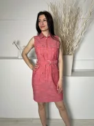 ÚJ Sharagano (M) Piros Fehér Cirmosmintás, Elől Cipzáros Öves, Zsebes, Galléros Ruha