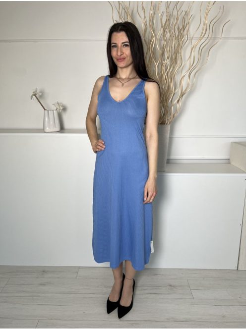 Brave Soul (S) Kék Anyagában Bordázott V Kivágású Ruha