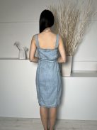 F&F (S) Világoskék Elől Végig Gombos, Zsebes Derékban Megkötős, Farmer Ruha