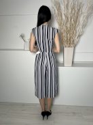 Miss Selfridge (S) Fehér Sötékék Csíkos, V Kivágású Hátul Cipzáros Overál