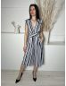   Miss Selfridge (S) Fehér Sötékék Csíkos, V Kivágású Hátul Cipzáros Overál