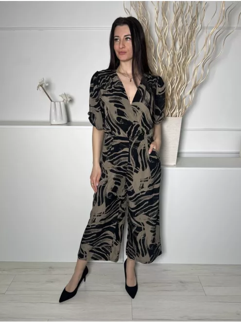 AX (M) Fekete Khaki Mintás, Hátul Cipzáros Mellnél Átlapolt, Zsebes Overál