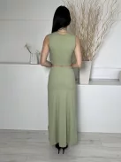 Shein (M) Alma Zöld Kerek Nyakú, Rövid Fazonú Rugalmas Anyagú Felső