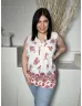   ÚJ George (L) Halvány Rózsaszín Piros Mintás, Mellnél Gombos Díszköves, Oldalt Sliccelt Felső